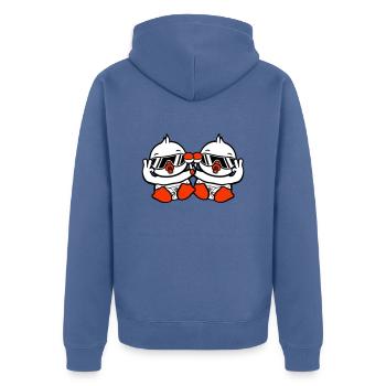 2 oiseaux bébé enfant hochet couche lunettes de soleil paix - Veste à capuche bio Premium Unisexe - bleu pigeon - Dos - Nico (187cm)