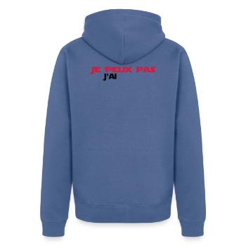 je peux pas j'ai - Veste à capuche bio Premium Unisexe - bleu pigeon - Dos - Nico (187cm)