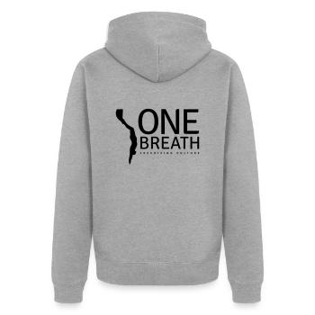 One Breath (custom color) - Veste à capuche bio Premium Unisexe - gris chiné - Dos - Nico (187cm)
