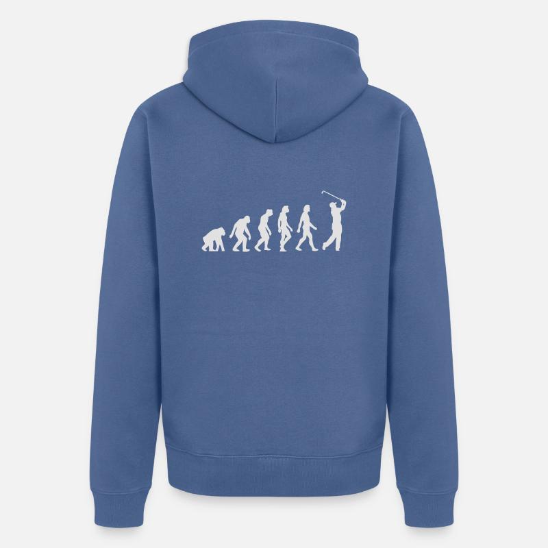 Die Evolution des Golfs - Unisex Premium Bio Zip Hoodie - Taubenblau