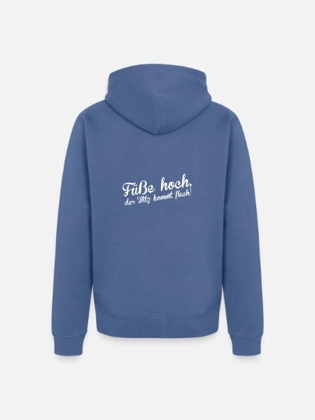 Füße hoch, der Witz kommt flach! - Unisex Premium Bio Zip Hoodie - Taubenblau