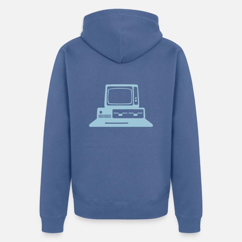 ordinateur old school computer ancien 0 - Veste à capuche bio Premium Unisexe - bleu pigeon