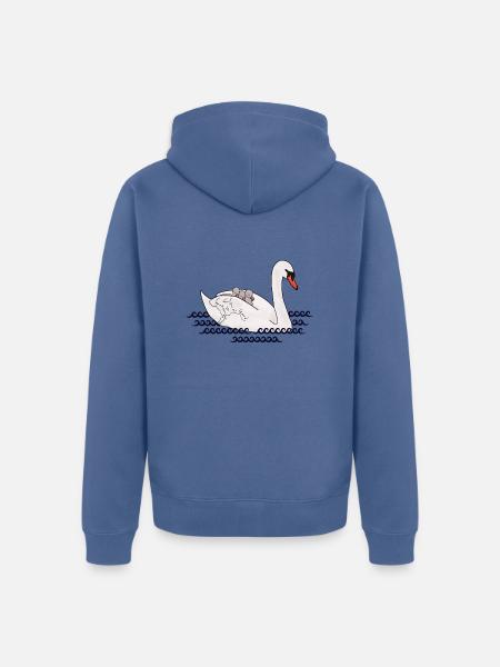 Swan with cubs - Unisex Premium Organic Zip Hoodie - stone blue