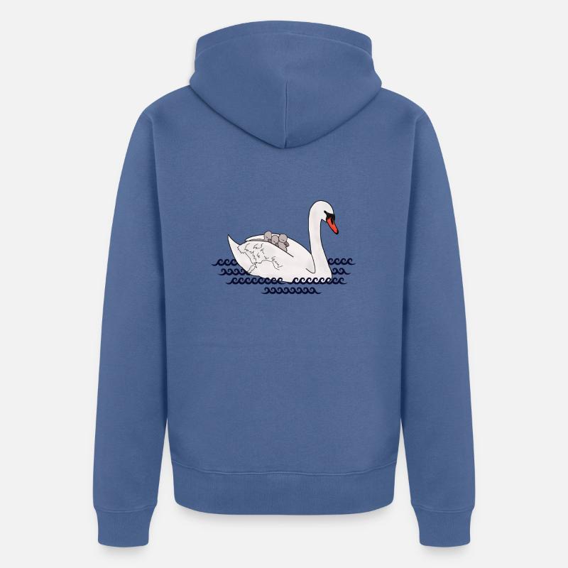Cygne, à, petits - Veste à capuche bio Premium Unisexe - bleu pigeon