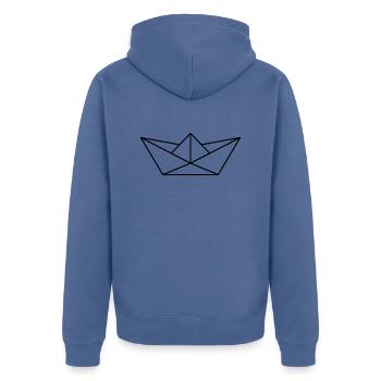 bateau en papier - Veste à capuche bio Premium Unisexe - bleu pigeon - Dos - Nico (187cm)
