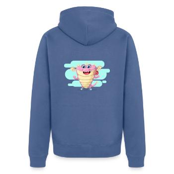 dragon - Unisex Premium Organic Zip Hoodie - stone blue - Back - Nico (187cm)