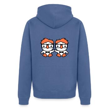 2 Vögel Nerd Geek schlau intelligent Hornbrille - Unisex Premium Bio Zip Hoodie - Taubenblau - Hinten - Nico (187cm)