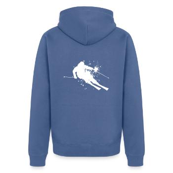 Freestyle Skifahrer Herren Skiing Skifahren - Unisex Premium Bio Zip Hoodie - Taubenblau - Hinten - Nico (187cm)