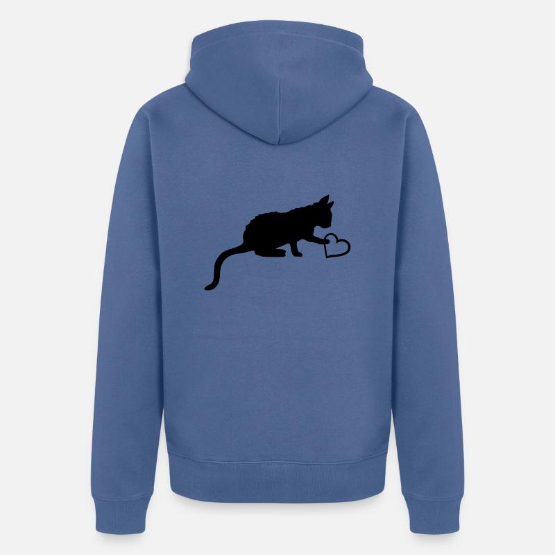 Touche le cœur mignon chaton - Veste à capuche bio Premium Unisexe - bleu pigeon