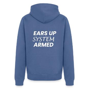 Dog Hund - Unisex Premium Bio Zip Hoodie - Taubenblau - Hinten - Nico (187cm)