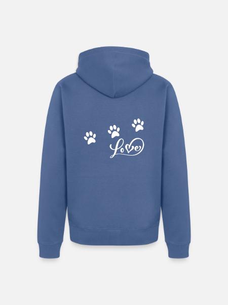 Tierliebhaber-Design mit Pfoten - Unisex Premium Bio Zip Hoodie - Taubenblau