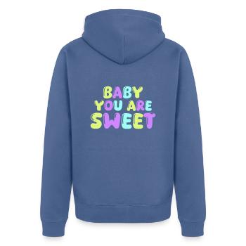 tu es gentil bébé - Veste à capuche bio Premium Unisexe - bleu pigeon - Dos - Nico (187cm)