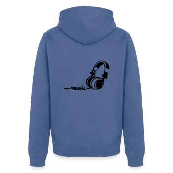 Musik - Unisex Premium Bio Zip Hoodie - Taubenblau - Hinten - Nico (187cm)
