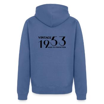 Vintage 1953 aged to perfection - Unisex Premium Organic Zip Hoodie - stone blue - Back - Nico (187cm)