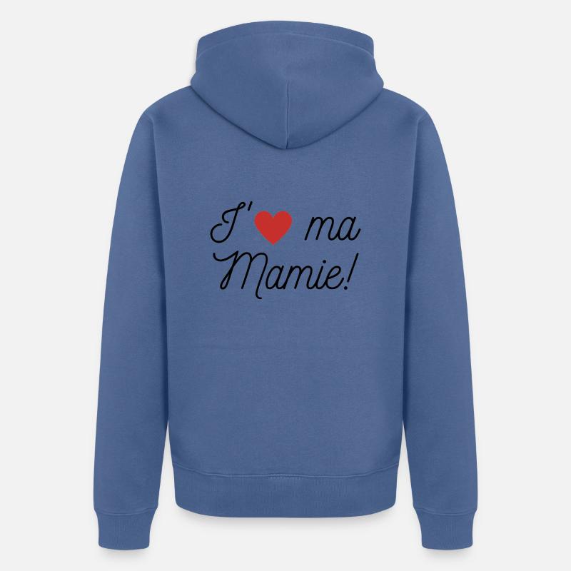 j aime ma mamie - Veste à capuche bio Premium Unisexe - bleu pigeon