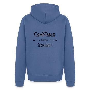 Comptable plus que formidable humour citation - Veste à capuche bio Premium Unisexe - bleu pigeon - Dos - Nico (187cm)