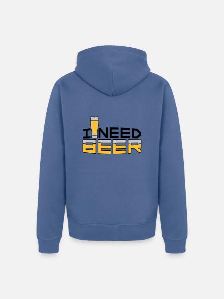 I Need Beer - Unisex Premium Organic Zip Hoodie - stone blue