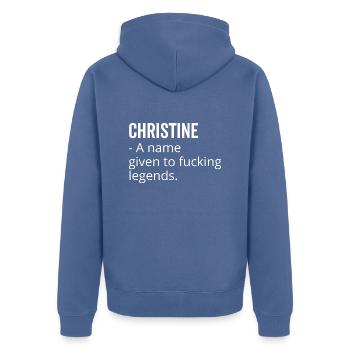 Christine un nom donné à Fucking Legends - Veste à capuche bio Premium Unisexe - bleu pigeon - Dos - Nico (187cm)