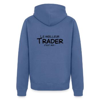 Le meilleur trader c'est moi - Veste à capuche bio Premium Unisexe - bleu pigeon - Dos - Nico (187cm)