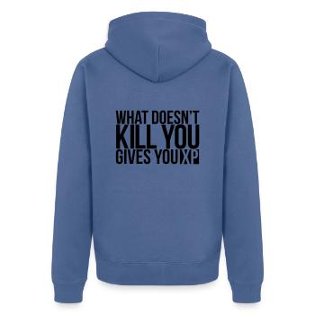 gaming - Unisex Premium Bio Zip Hoodie - Taubenblau - Hinten - Nico (187cm)
