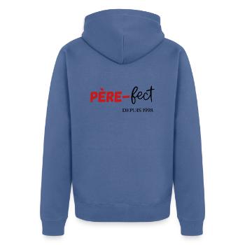 Père fect Depuis 1998 - Veste à capuche bio Premium Unisexe - bleu pigeon - Dos - Nico (187cm)