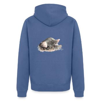 Maulwurf - Unisex Premium Bio Zip Hoodie - Taubenblau - Hinten - Nico (187cm)