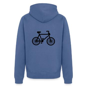 VELO - Unisex Premium Bio Zip Hoodie - Taubenblau - Hinten - Nico (187cm)