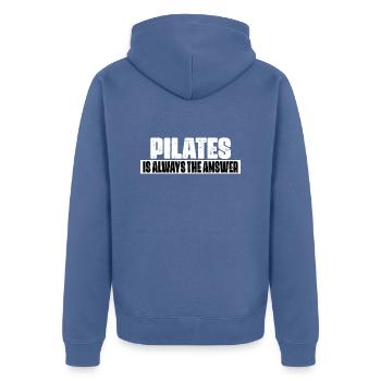 Pilates Is Always The Anwser - Veste à capuche bio Premium Unisexe - bleu pigeon - Dos - Nico (187cm)