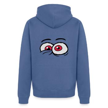 Comic Eyes Crazy Design - Unisex Premium Organic Zip Hoodie - stone blue - Back - Nico (187cm)