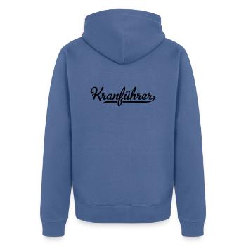 Kranführer - Unisex Premium Bio Zip Hoodie - Taubenblau - Hinten - Nico (187cm)