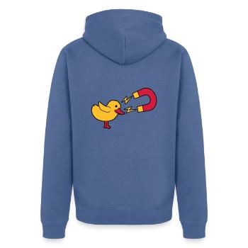 Chick Magnet Womanizer Logo - Unisex Premium Organic Zip Hoodie - stone blue - Back - Nico (187cm)