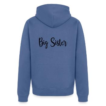 grande soeur - Veste à capuche bio Premium Unisexe - bleu pigeon - Dos - Nico (187cm)