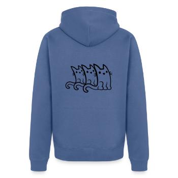 Équipe 3 chats mignons - Veste à capuche bio Premium Unisexe - bleu pigeon - Dos - Nico (187cm)