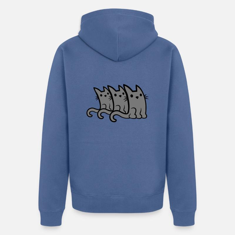 3 petits chats mignons - Veste à capuche bio Premium Unisexe - bleu pigeon