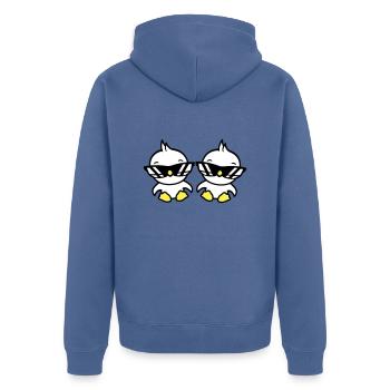 2 Birds Sunglasses Cool Sitting Two Friends Crew - Unisex Premium Organic Zip Hoodie - stone blue - Back - Nico (187cm)
