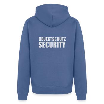 Ordnungsdienst, Security, Objektschutz - Unisex Premium Bio Zip Hoodie - Taubenblau - Hinten - Nico (187cm)