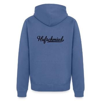 Hufschmied - Unisex Premium Bio Zip Hoodie - Taubenblau - Hinten - Nico (187cm)