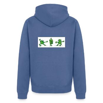 Sei kein Frosch - mach Tai Chi - Unisex Premium Bio Zip Hoodie - Taubenblau - Hinten - Nico (187cm)