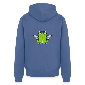 Halo Wings Grenouille Ange - Veste à capuche bio Premium Unisexe - bleu pigeon - Dos - Nico (187cm)