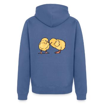 Zwei süsse Küken - Unisex Premium Bio Zip Hoodie - Taubenblau - Hinten - Nico (187cm)