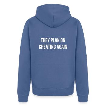 Politik Sprache Englisch - Unisex Premium Bio Zip Hoodie - Taubenblau - Hinten - Nico (187cm)