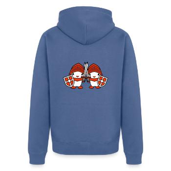 2 Enten Ritter Rüstung Schwert Schild Helm Kämpfer - Unisex Premium Bio Zip Hoodie - Taubenblau - Hinten - Nico (187cm)
