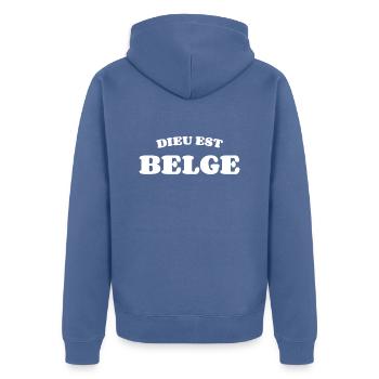 Dieu est Belge - Veste à capuche bio Premium Unisexe - bleu pigeon - Dos - Nico (187cm)