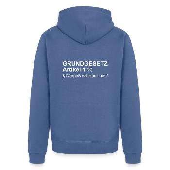 Erzgebirge Grundgesetz - Unisex Premium Bio Zip Hoodie - Taubenblau - Hinten - Nico (187cm)