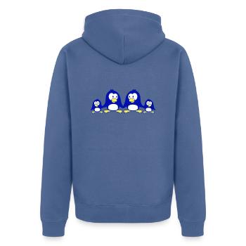 Penguin Family Two Kids Mom Dad Cute Together - Unisex Premium Organic Zip Hoodie - stone blue - Back - Nico (187cm)
