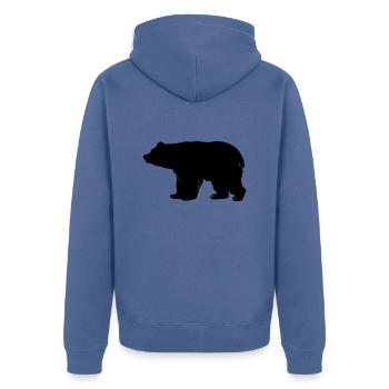 Bärenfigur - Unisex Premium Bio Zip Hoodie - Taubenblau - Hinten - Nico (187cm)
