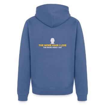 J’ai plus de tête - Veste à capuche bio Premium Unisexe - bleu pigeon - Dos - Nico (187cm)