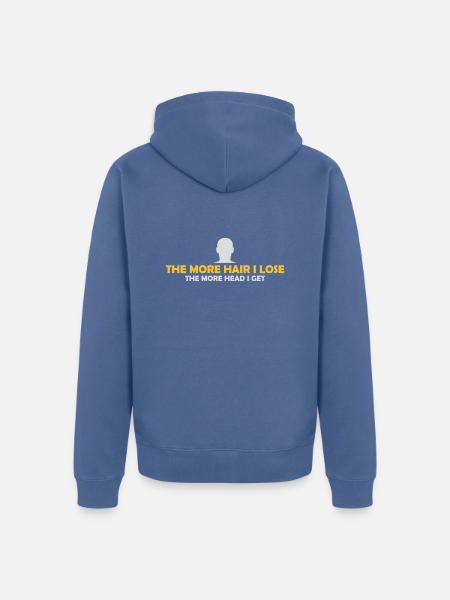 I get more head - Unisex Premium Organic Zip Hoodie - stone blue