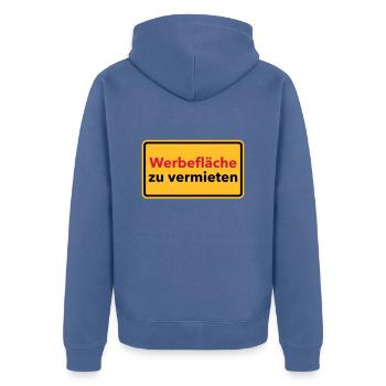 Werbung - Unisex Premium Bio Zip Hoodie - Taubenblau - Hinten - Nico (187cm)