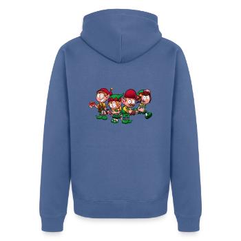 Weihnachtsarbeiter-Elfen - Unisex Premium Bio Zip Hoodie - Taubenblau - Hinten - Nico (187cm)